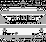 Parodius title screen for GameBoy